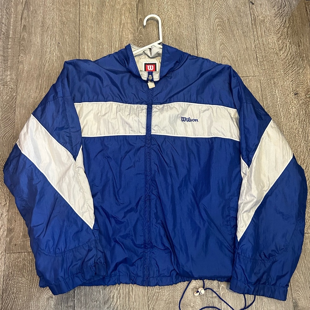 Wilson Embroidered Logo Blue, Silver, & White Zip Up Jacket